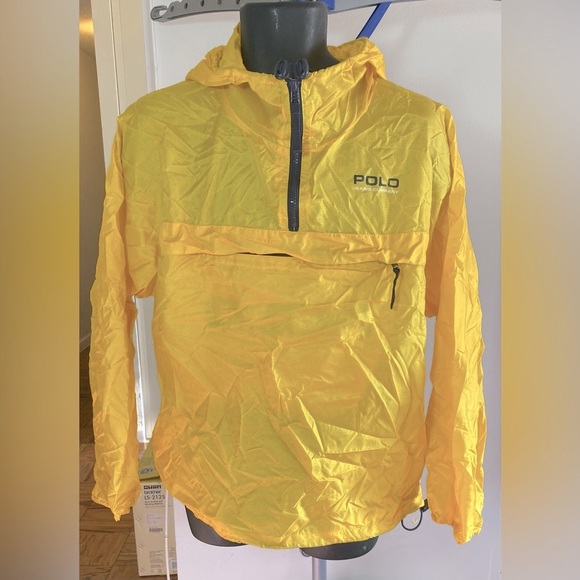 🏇🏽💛Polo Ralph Lauren Jeans Packable Windbreaker Jacket Yellow Blue Size M - Picture 9 of 12